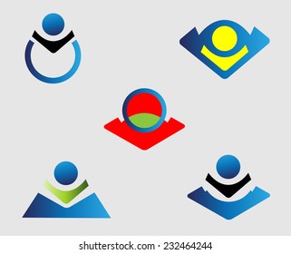 People icon logo element set 