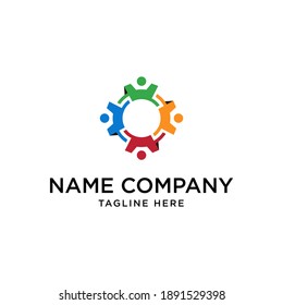 People Icon Logo With Gear For Business And Company