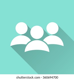 People  icon with long shadow, flat design. Vector illustration.