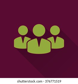 People  icon with long shadow, flat design. Vector illustration.