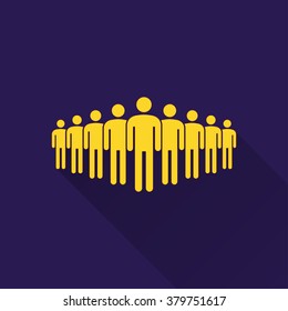 People  icon with long shadow, flat design. Vector illustration.