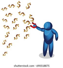 People Icon with magnet suck money. modern Idea. Concept Vector illustration Business