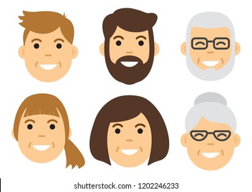 People icon. Male and female faces. Vector illustration