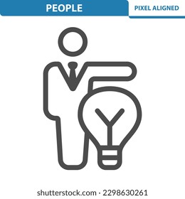 People Icon. Man, Idea, Creativity, Lightbulb. Professional, pixel perfect vector icon. 