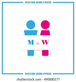 People icon. Man and woman vector illustration EPS 10. Sign of the toilet, bathtub, web, app.