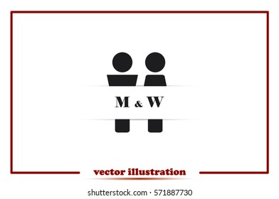 People icon. Man and woman vector illustration EPS 10. Sign of the toilet, bathtub, web, app.