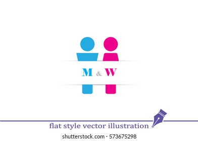 People icon. Man and woman vector illustration EPS 10. Sign of the toilet, bathtub, web, app.