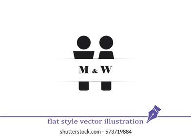 People icon. Man and woman vector illustration EPS 10. Sign of the toilet, bathtub, web, app.