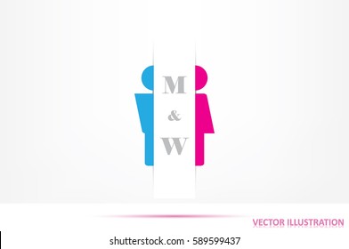 People icon. Man and woman vector illustration EPS 10. Sign of the toilet, bathtub, web, app.