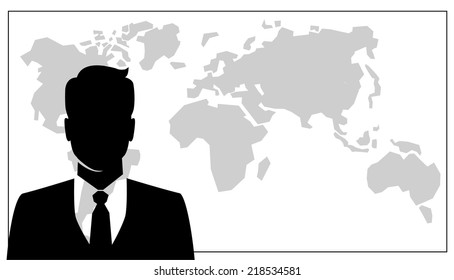 People icon and map on background 