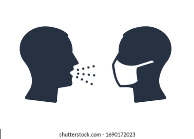 People icon with a mask on his face. Cough icon flat design. EPS 10