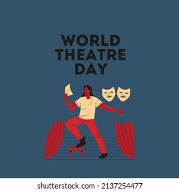 icono de la gente y máscara imagen vectorial para celebrar el Día Mundial del Teatro