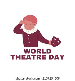 people icon and mask vector image to celebrate world theater day