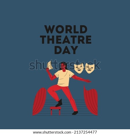 people icon and mask vector image to celebrate world theater day