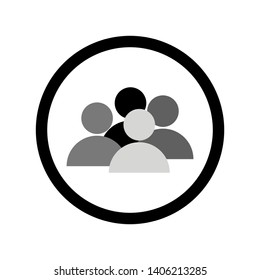 people icon on black circle isolated on white background. vector illustration