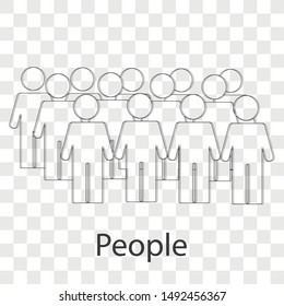 People  icon on transparency background. Line vector illustration. 