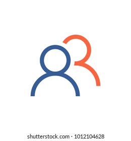 People icon in orange and blue