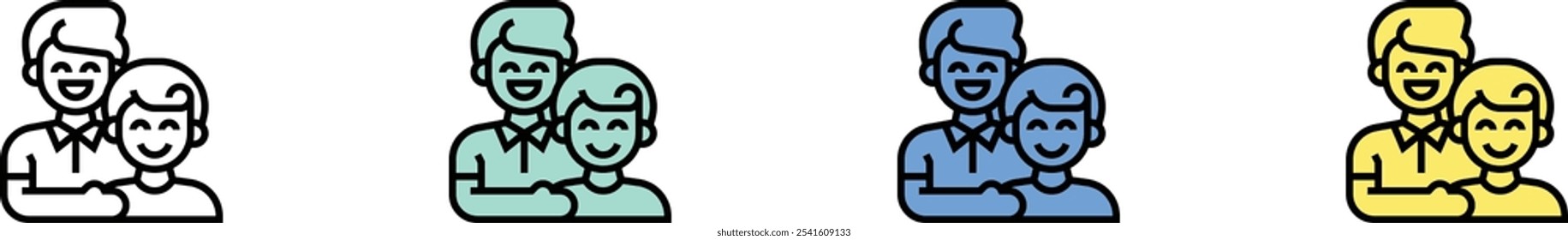 people icon. Outline, Green, Blue and Yellow Style Design Isolated On White Background