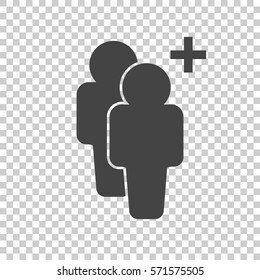 People icon with plus glyph. Flat vector illustration