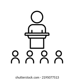 People icon in podium. icon related to discussion, business. line icon style. Simple design editable