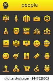 people icon set. 26 filled people icons.  Collection Of - Presentation, Mind, Venus, Wushu, Exit, User, Woman, Welder, Claw machine, Lungs, Vector, Account, Virus, CV, Happy, Ninja