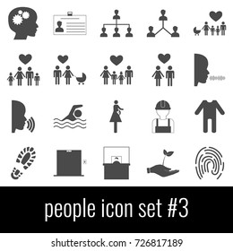 People. Icon set 3. Gray icons on white background.