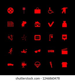 people icon set about arrow, house, bag and film vector set