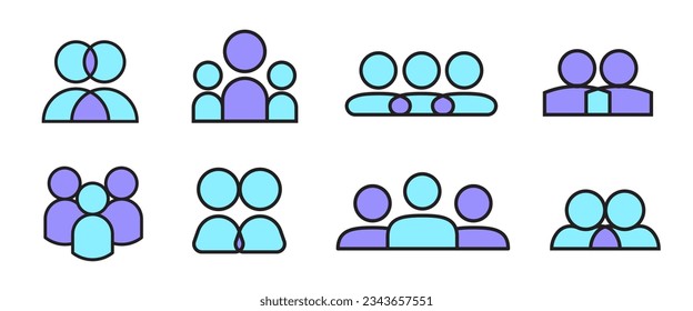 People icon set. Business team and group vector sign collection. Trendy color logo