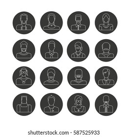 people icon set in circle button