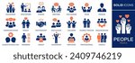 People icon set. Collection of team, person, group, family, community and more. Vector illustration. Easily changes to any color.