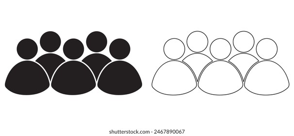 People icon set. Containing group, family, human, team, community, friends, population and senior icons. Solid icon collection. vector illustration