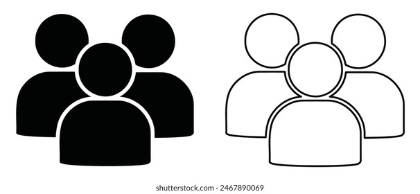 People icon set. Containing group, family, human, team, community, friends, population and senior icons. Solid icon collection. vector illustration