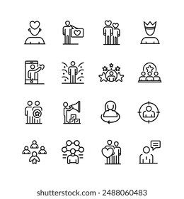 People icon set. Containing group, family, human, team, community, friends, population and senior icons. Solid icon collection.