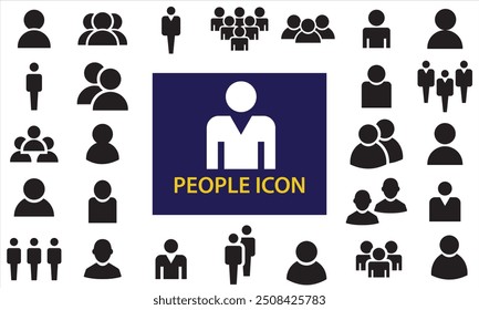 Conjunto de iconos de Personas. Contiene grupo, familia, humano, equipo, comunidad, amigos, población e iconos mayores. aislado sobre fondo blanco. Ilustración vectorial. EPS 10