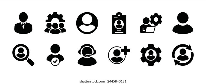 People icon set. Containing staff, employee, manager, leadership, Id card, worker, customer service, human resource, agent, guide, user, profile, recruiting or hiring person. vector illustration