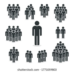 Leute Symbol gesetzt. Menschenmenge. Gruppe Menschen. Persönliches Symbol. Menschliches Zeichen. Vektorflach Stil.
