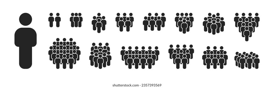 People Icon Set. Crowd icons. Group of people. Team, population, community, friends icons etc. Vector illustration.