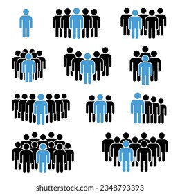 People icon set. Crowd symbol.