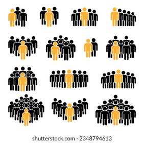 People icon set. Crowd symbol.