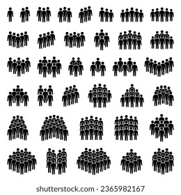 People icon set. Crowd symbol.