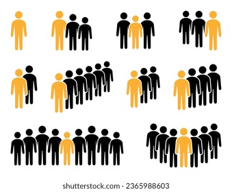 People icon set. Crowd symbol.