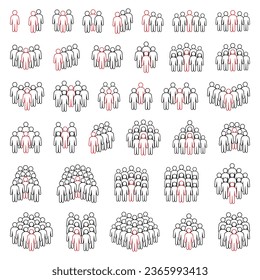 Conjunto de iconos de personas. Símbolo de multitud.