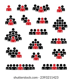 People icon set. Crowd symbol.