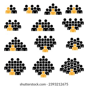 People icon set. Crowd symbol.
