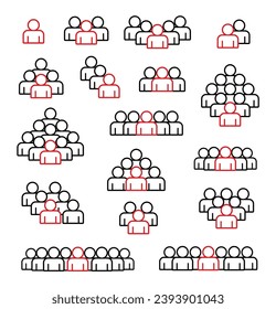 People icon set. Crowd symbol.