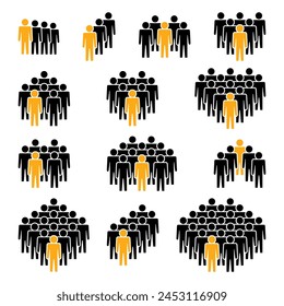 People icon set. Crowd symbol.