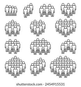 People icon set. Crowd symbol.