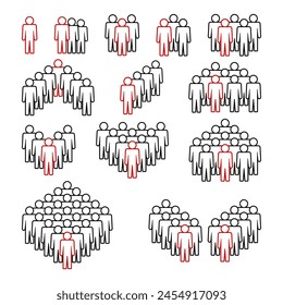 Conjunto de iconos de Personas. Símbolo de multitud.