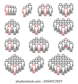 People icon set. Crowd symbol.