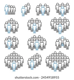 Conjunto de iconos de Personas. Símbolo de multitud.